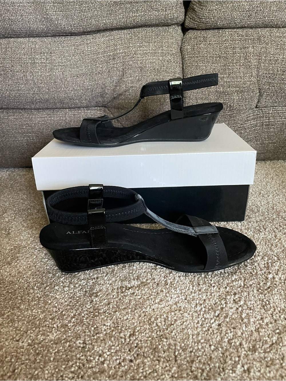Alfani Black Wedge Sandals with Ankle Strap